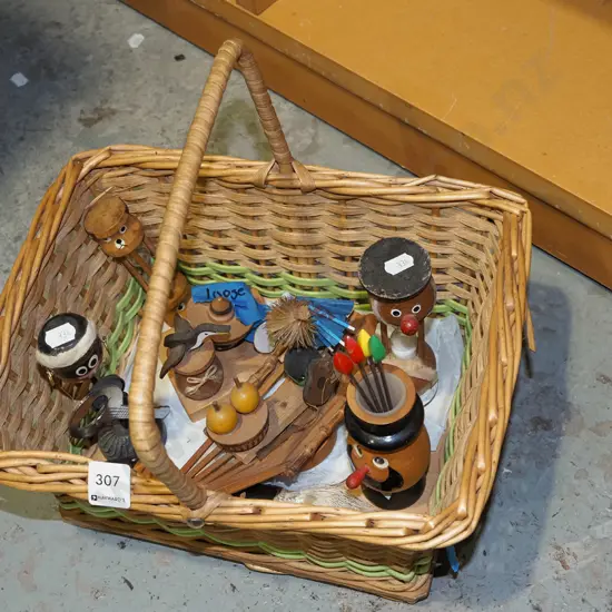 cane basket, novelty bar sets
