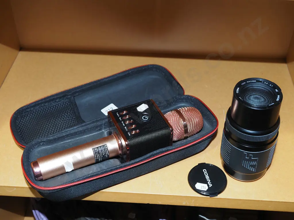 blue tooth microphone in case, 35mm camera lens Image 1++