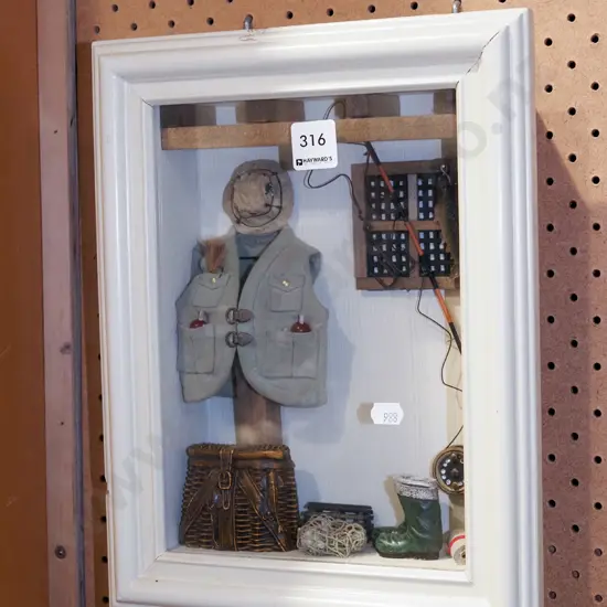 wall mounted fishing themed shadow box