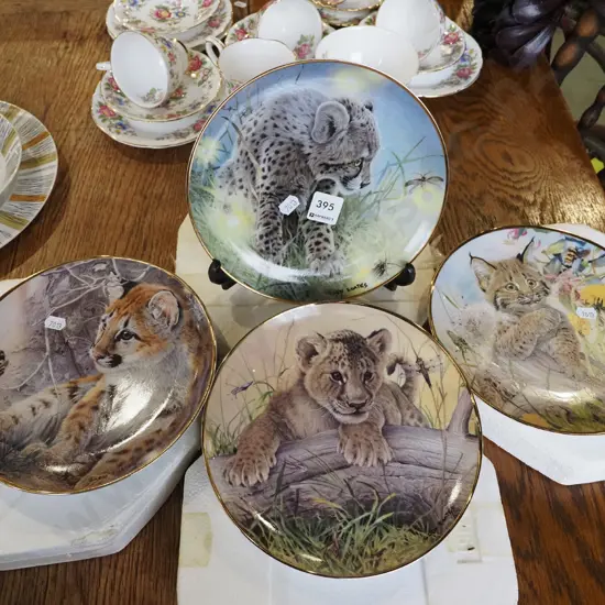 4x Franklin Mint Big Cat Cubs plates