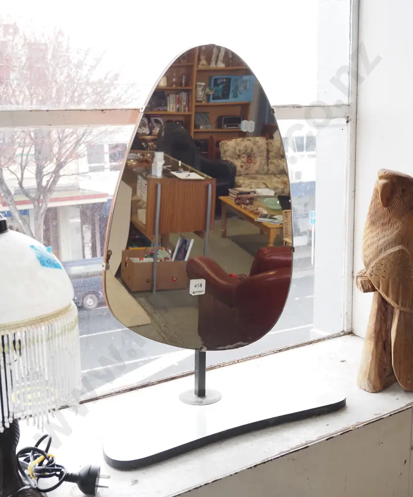 mid century asymetrical mirror on stand H600 Image 1++