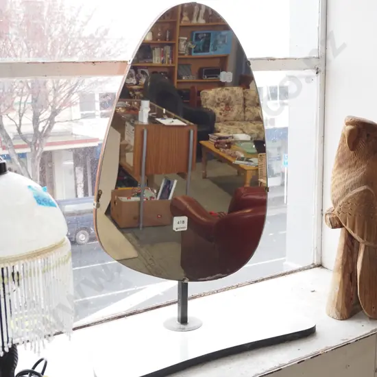 mid century asymetrical mirror on stand H600