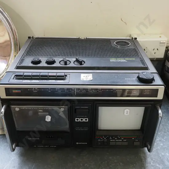 Hitachi portable radio tape cassette TV - as is no reurns