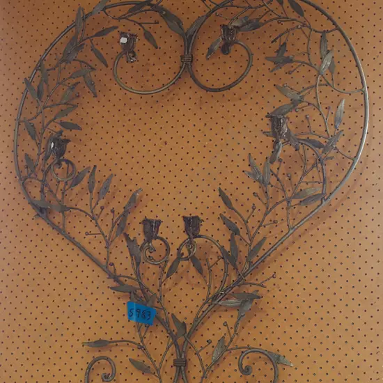 large heart shaped metal wall mounted candelabra H1000