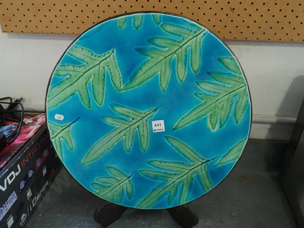 large studio pottery plate and stand Diam410 Image 1++