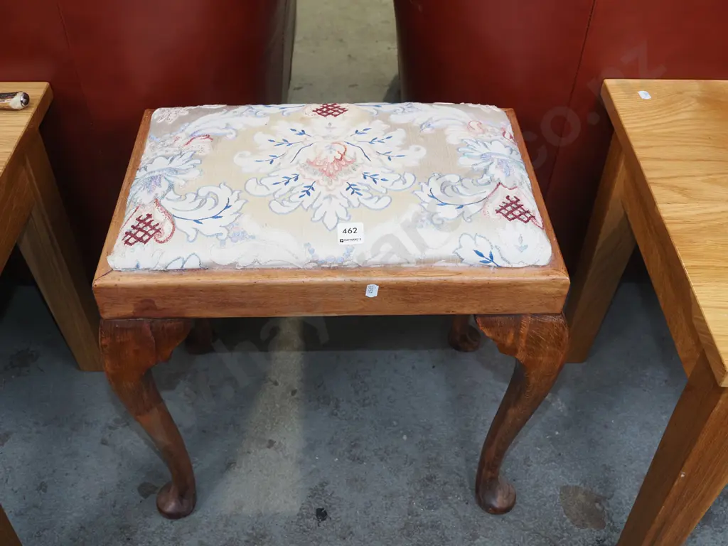 mahogany cab leg needlework piano stool Image 1++
