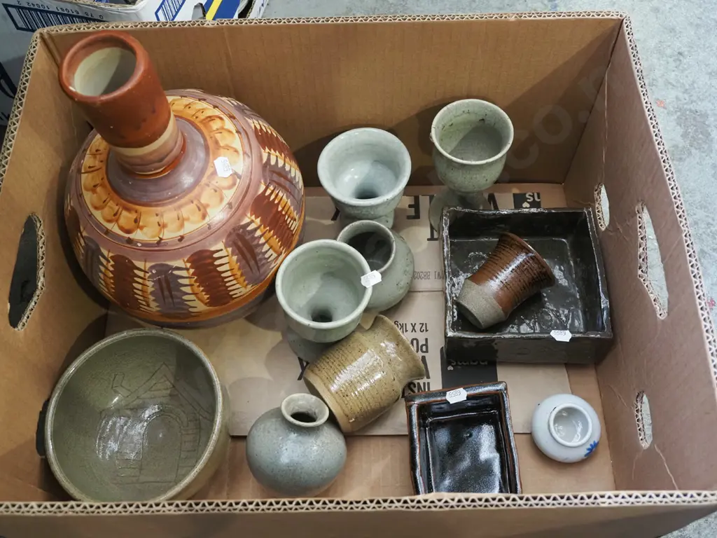 box; studio pottery vase, goblets, ikebana vases etc Image 1++