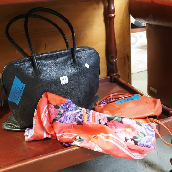 2x Longchamp hand bags, Trelise Cooper fabric bag