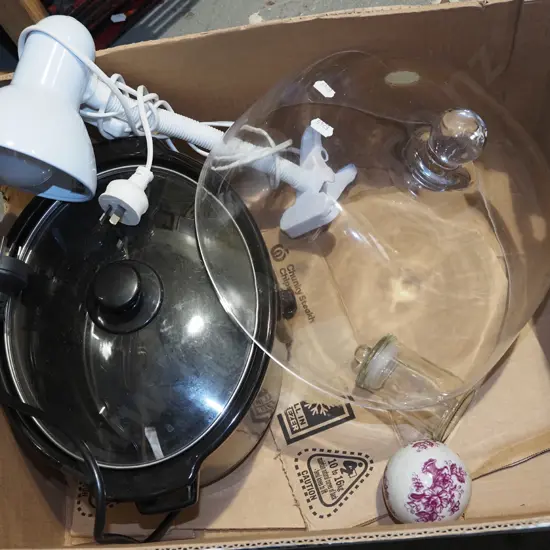 box; glass cake cover dome, light, small slow cooker etc