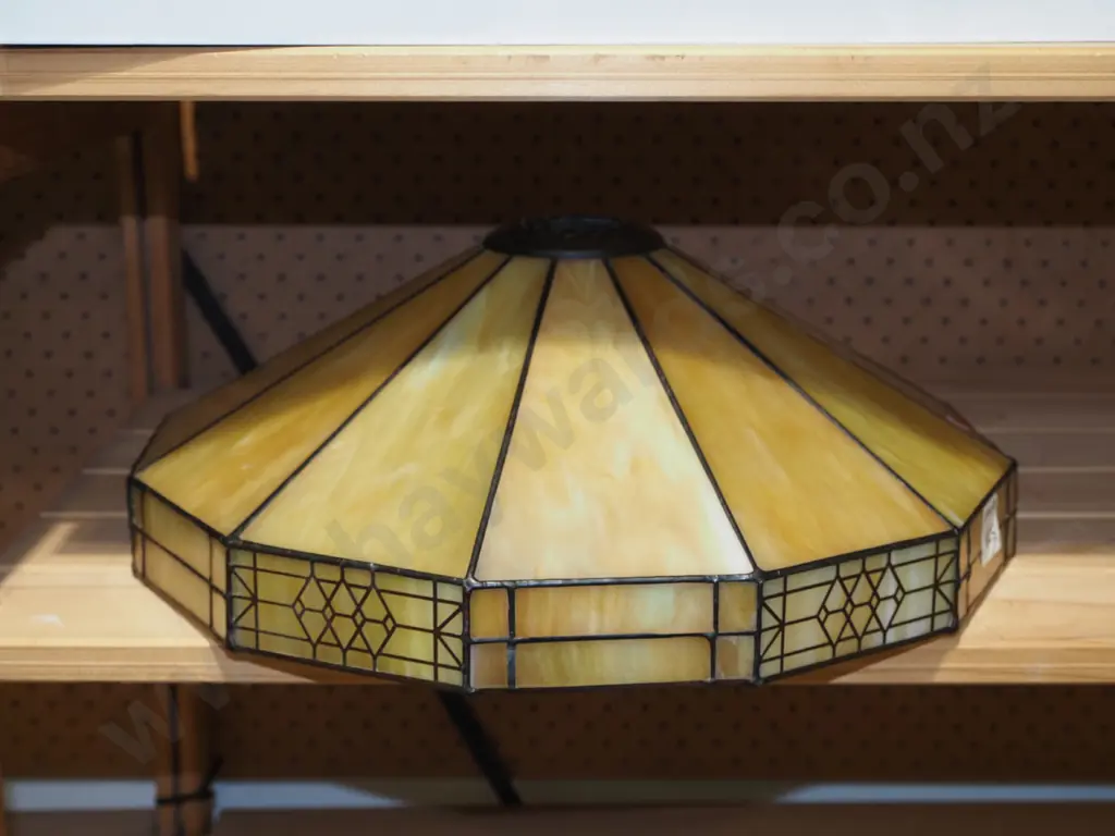arts and crafts style leadlight light hanging light shade - some damage Image 1++