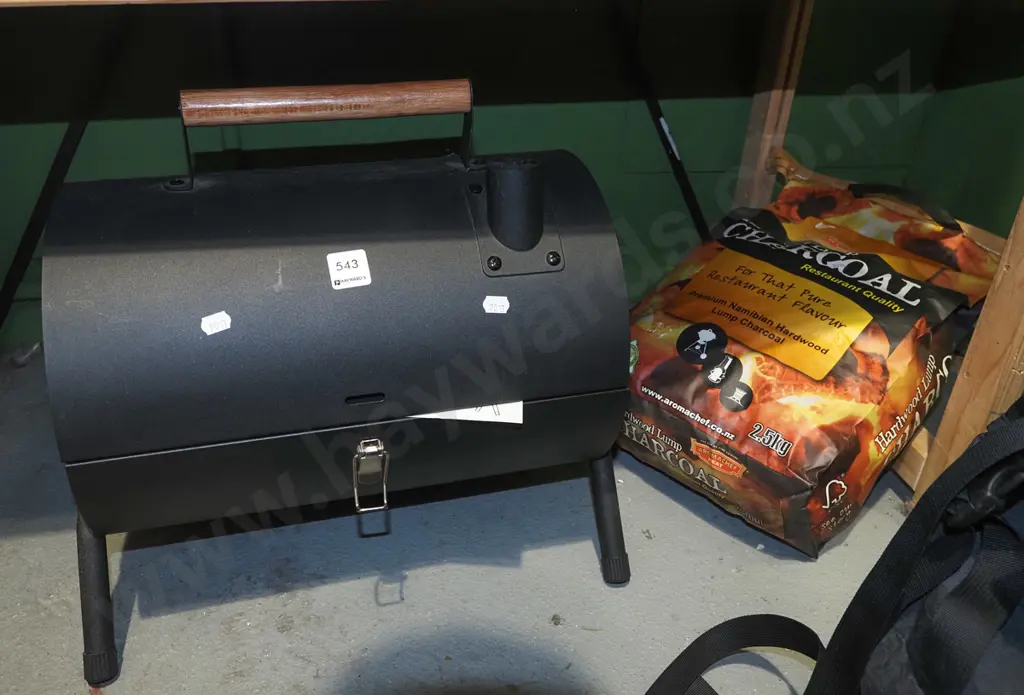 portable chimney bbq and bag of charcoal Image 1++