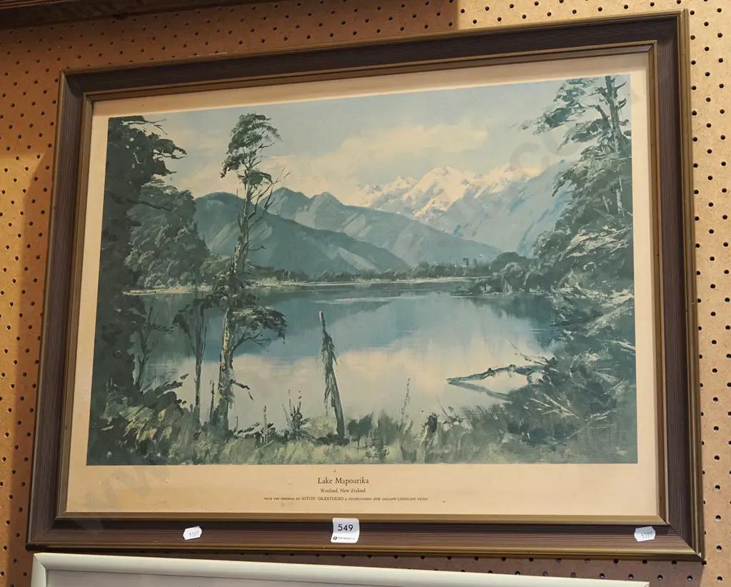 framed Lake Mapourika print - faded Image 1++