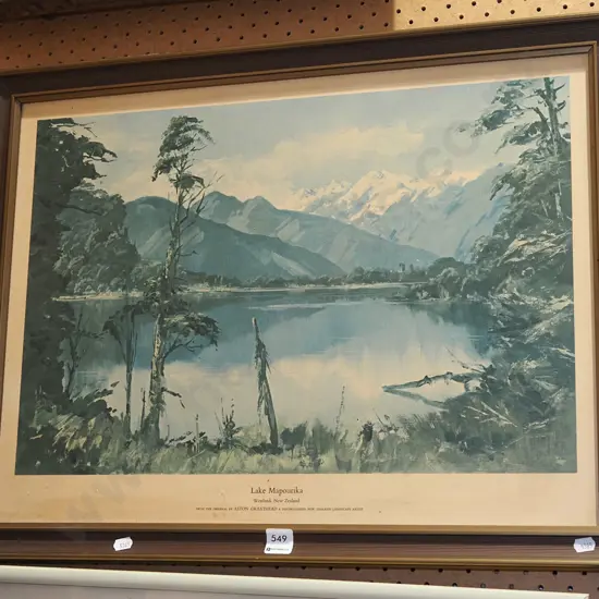 framed Lake Mapourika print - faded