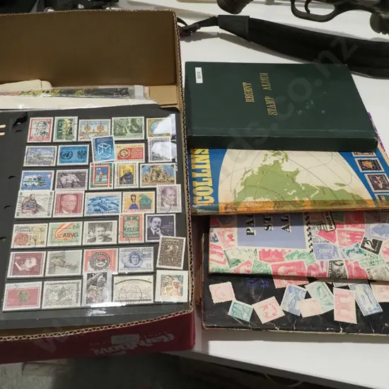 box; stamps and stamp albums