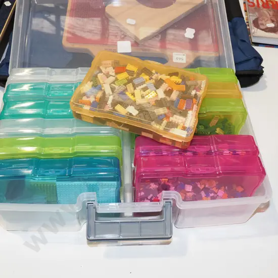plastic organiser of containers and Magic Blocks