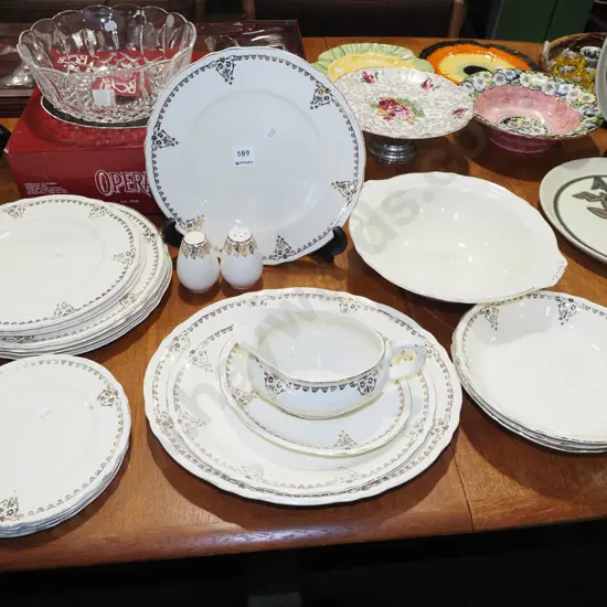 assorted Grindley cream petal plates, bowls, veges etc