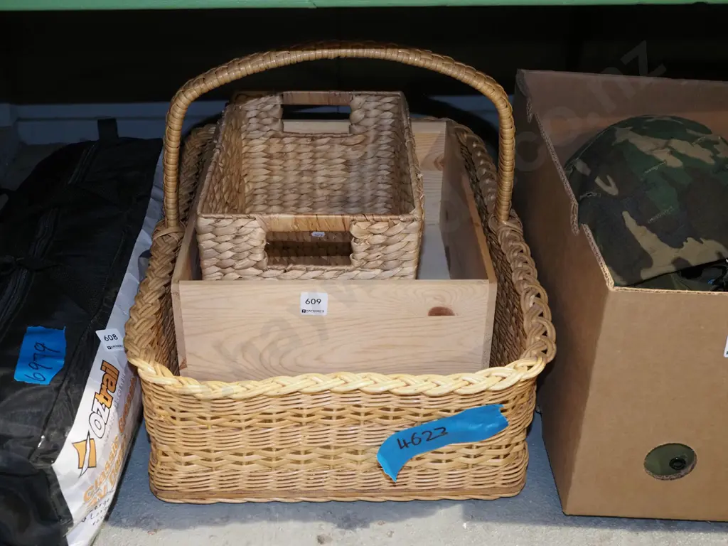 cane basket, wooden box, seagrass box Image 1++