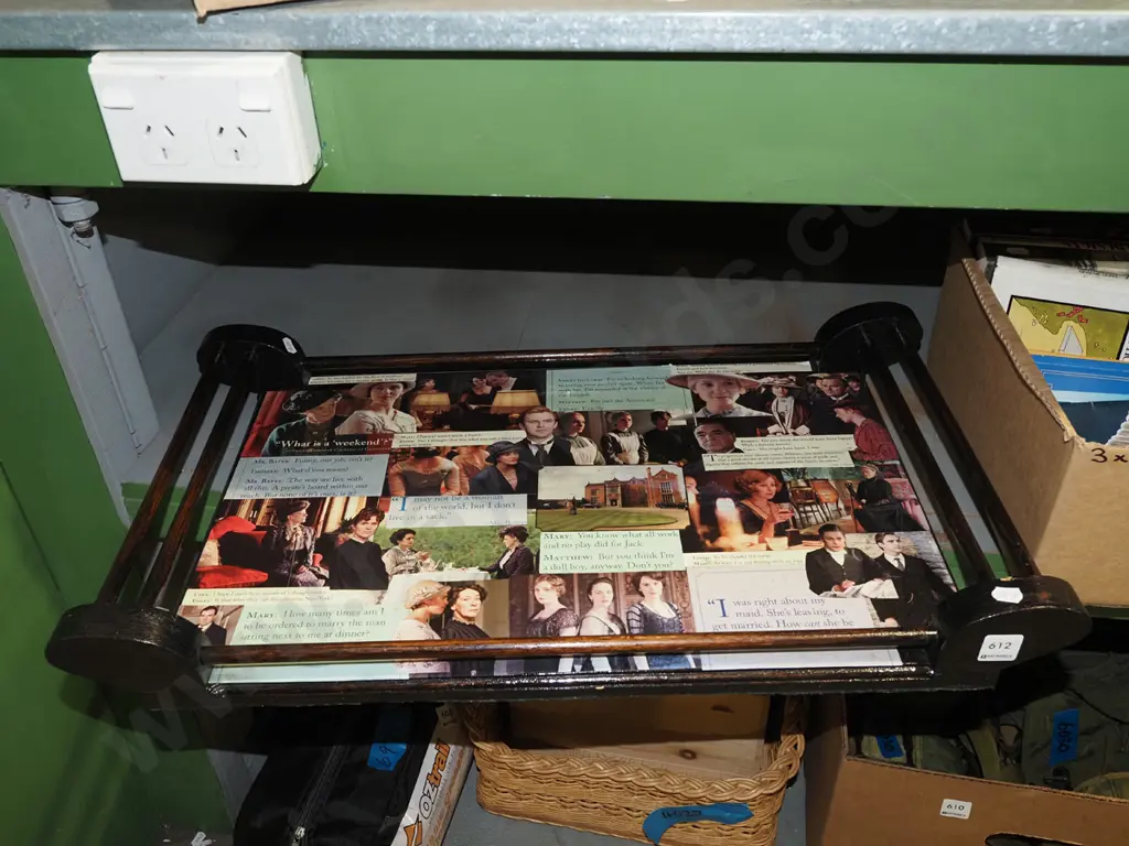 oak gallery tray with Downton Abbey decoupage Image 1++