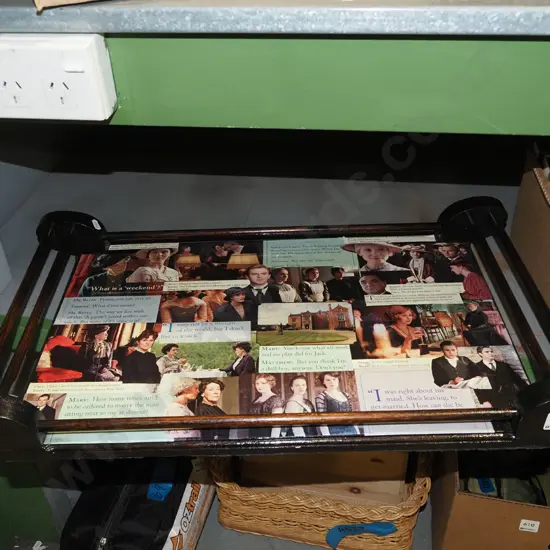 oak gallery tray with Downton Abbey decoupage