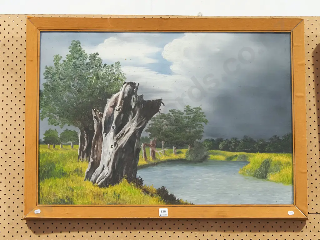 framed oil on board - river scene Image 1++