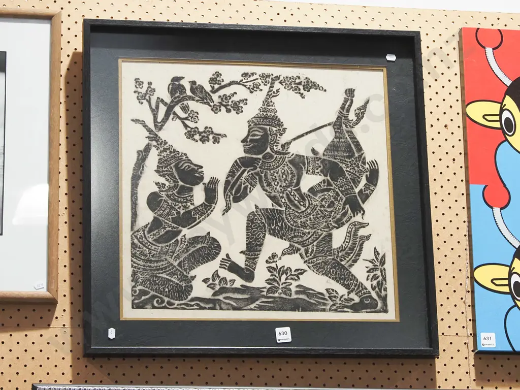 framed Indonesian temple rubbing Image 1++