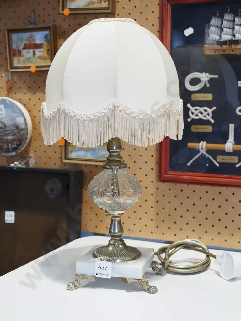marble, brass and glass table lamp H400 Image 1++