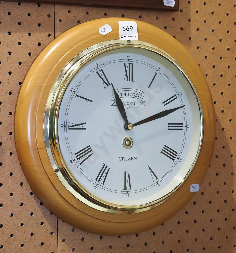 wood cased station wall clock Image 1++