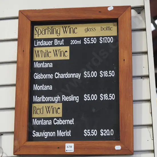 café blackboard - wine prices