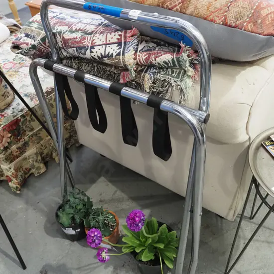 chrome and fabric suitcase rack