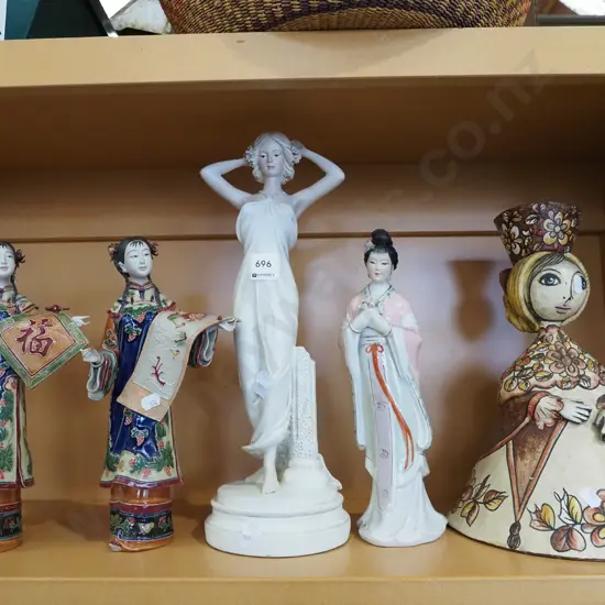 shelf of female figurines Tallest H380