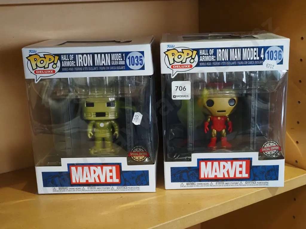 2x boxed Pop figurines; Iron Man, Iron Man Model 4 Image 1++