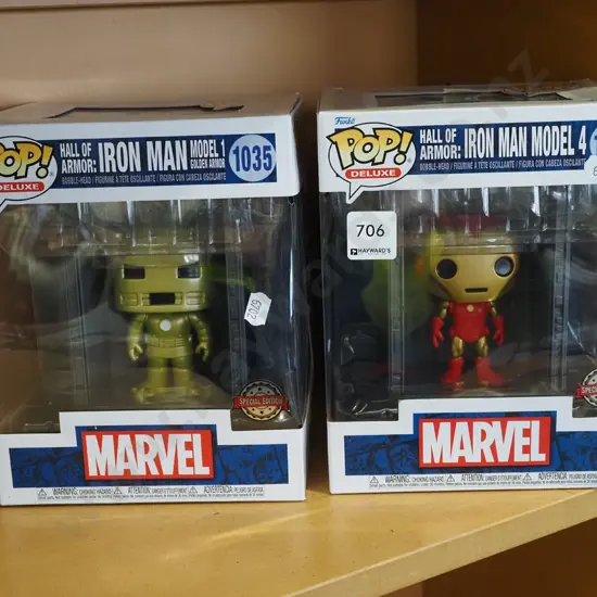 2x boxed Pop figurines; Iron Man, Iron Man Model 4