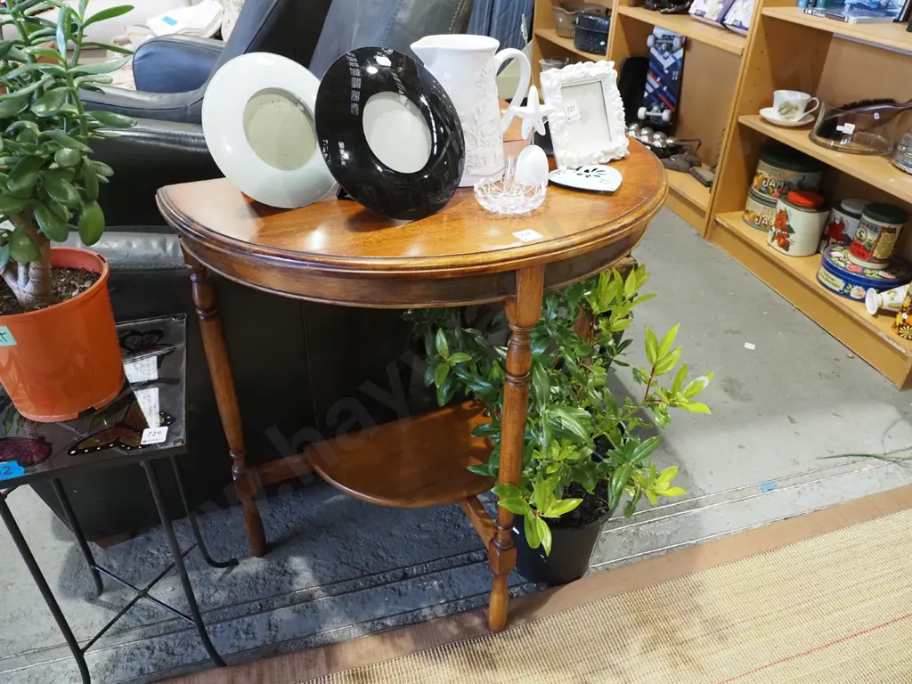 mahogany 2 tier half round table Image 1++