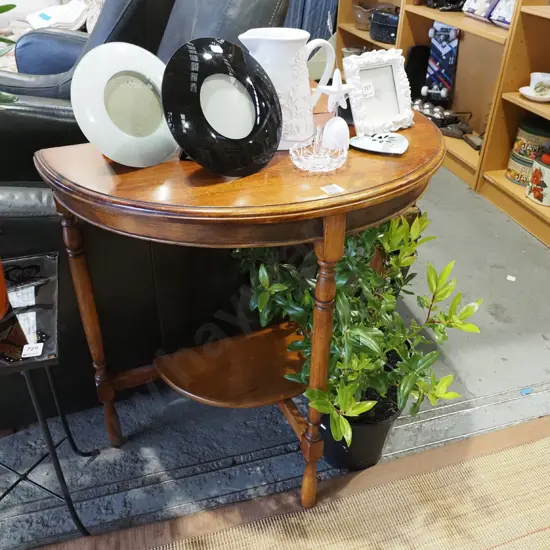 mahogany 2 tier half round table