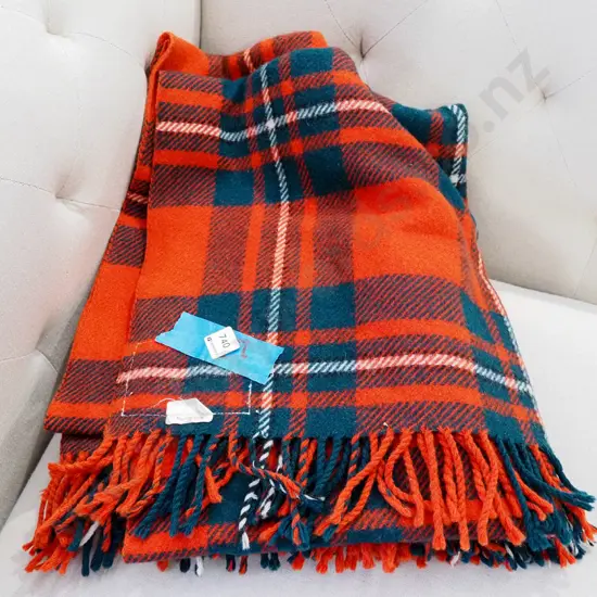 checked woollen travel blanket