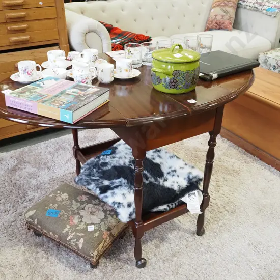 mahogany drop side tea trolley with inset drawer