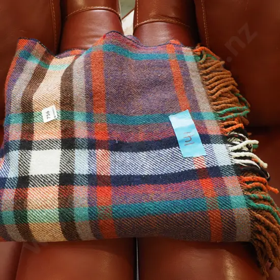 checked woollen travel rug