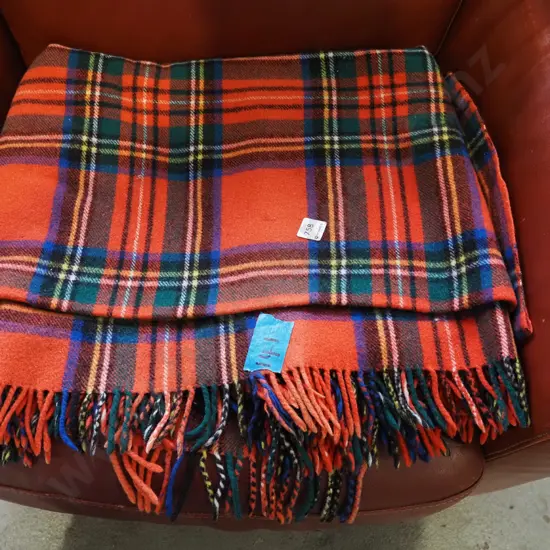 checked woollen travel rug
