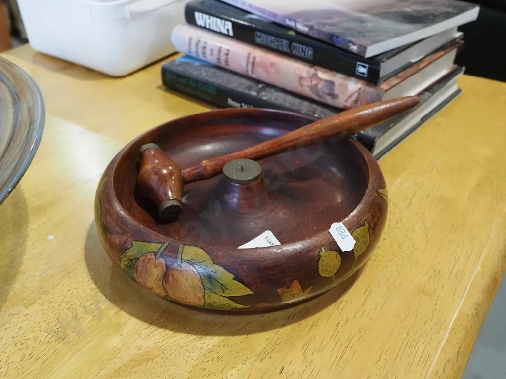 wooden nut bowl and hammer Image 1++