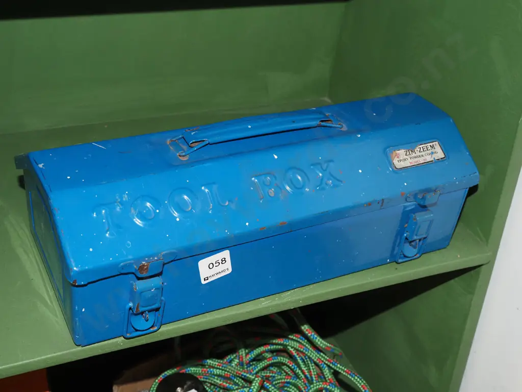 blue metal tool box; spanners, wrenches etc Image 1++