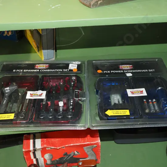 8 piece spanner set, 13 piece power screwdriver set - orange dots