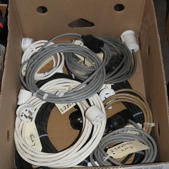 box; various extension cords