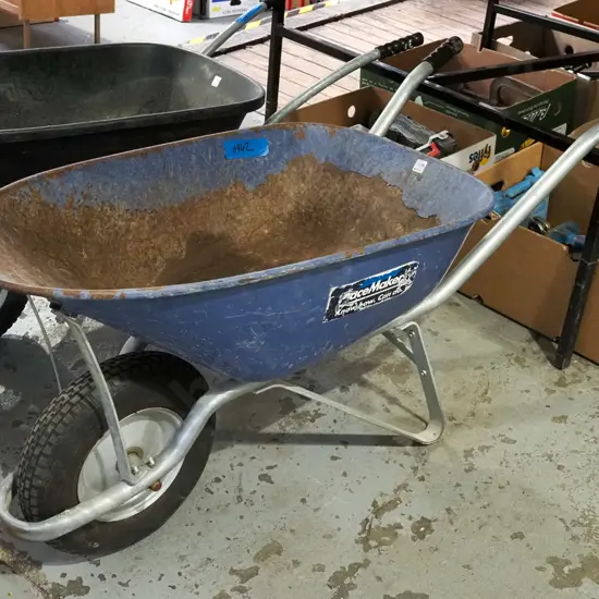 blue metal wheelbarrow - some deterioration to paint