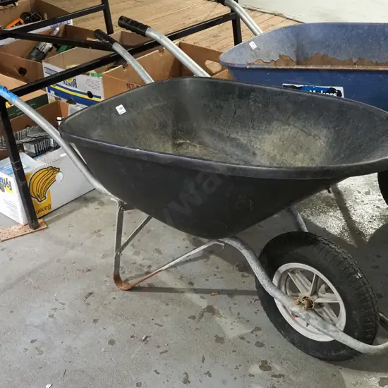black plastic wheelbarrow