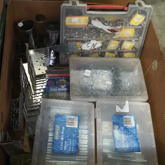 box; fuses, joist hangers, screws etc