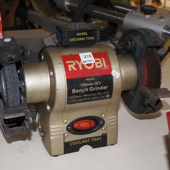 Ryobi 150mm bench grinder with light