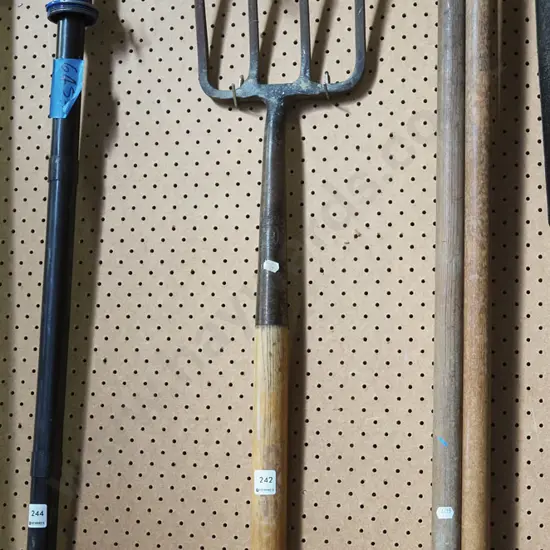 wooden handled garden fork