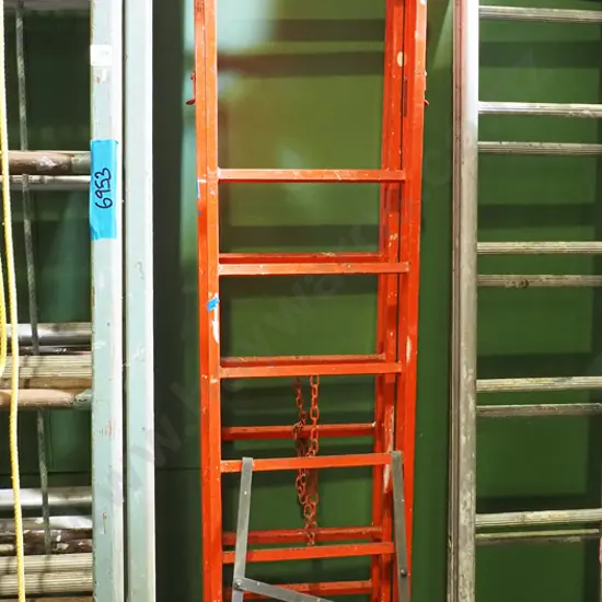 red metal scaffolding frame