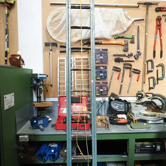 wooden extension ladder