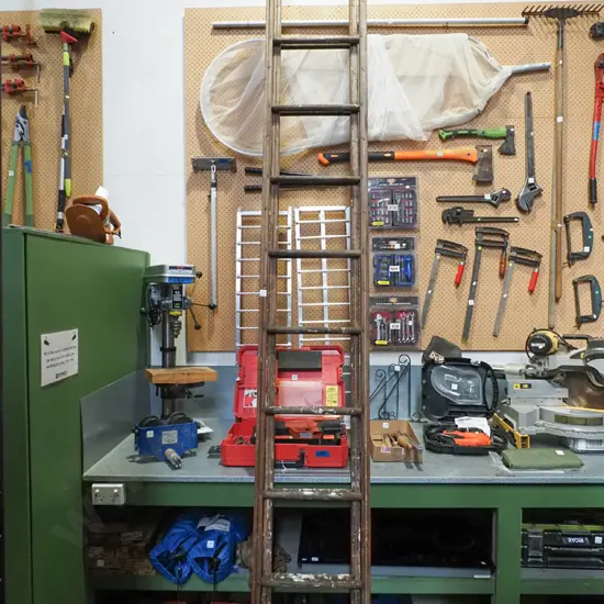 wooden extension ladder
